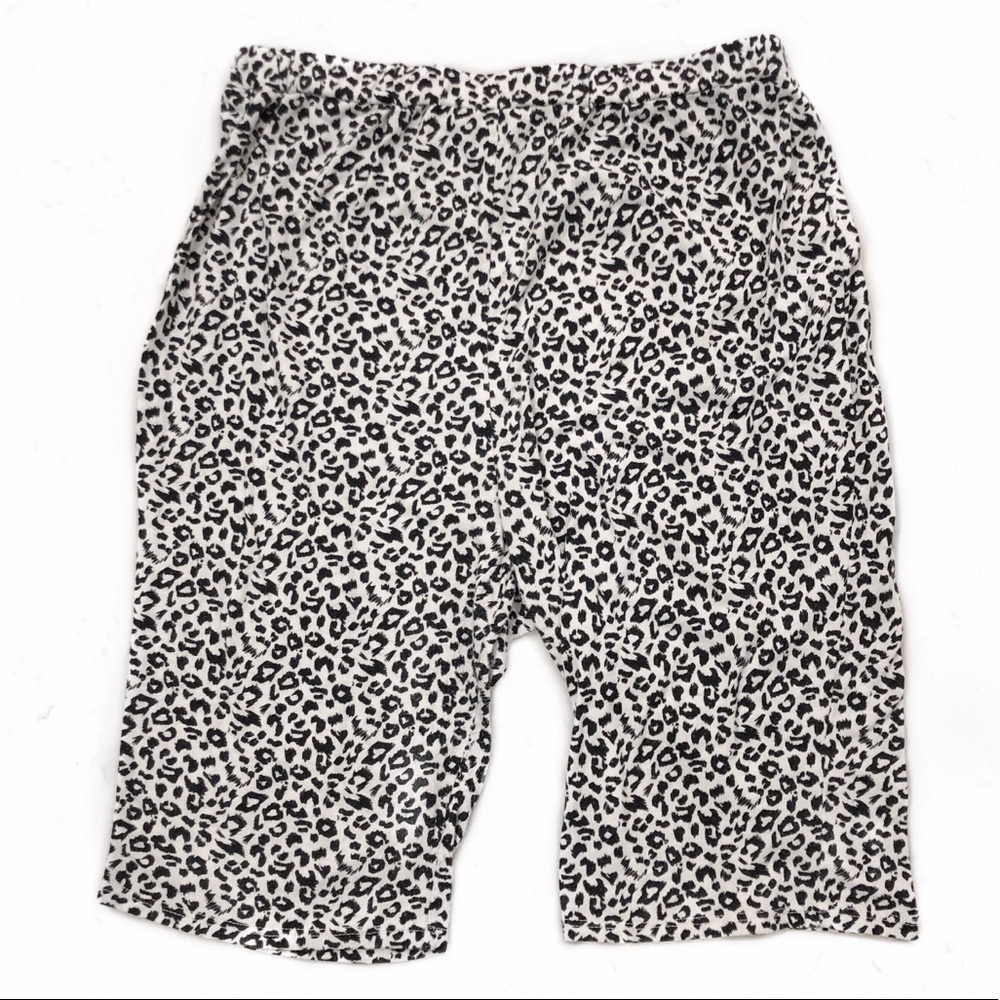 Crescent LA Leopard Print Black White Biker Shorts Large - Picture 2 of 7